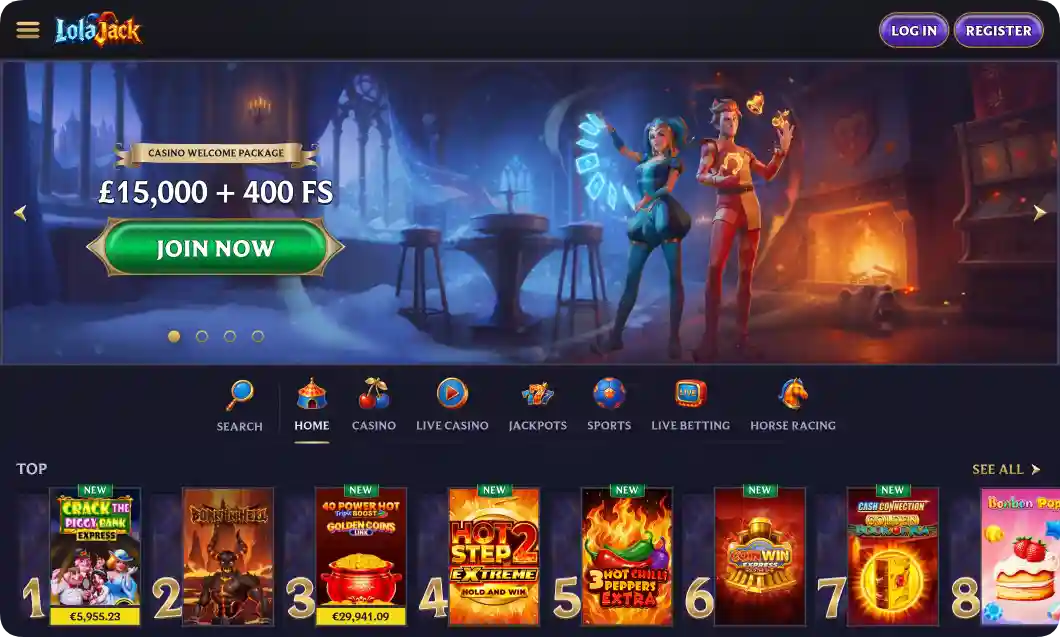 LolaJack Casino online game catalogue overview for UK players